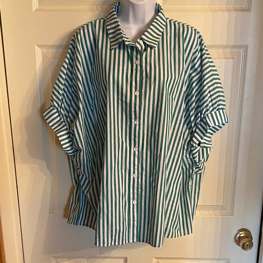 Classic Green Striped Button-Down Shirt